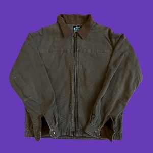 Kuhl Alf Workwear Jacket Vintage Brown Fleece Lined Full Zip Men Size Medium